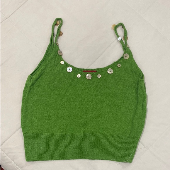 STAUD Tops - STAUD,Green Sleeveless Top with Button Accents USED